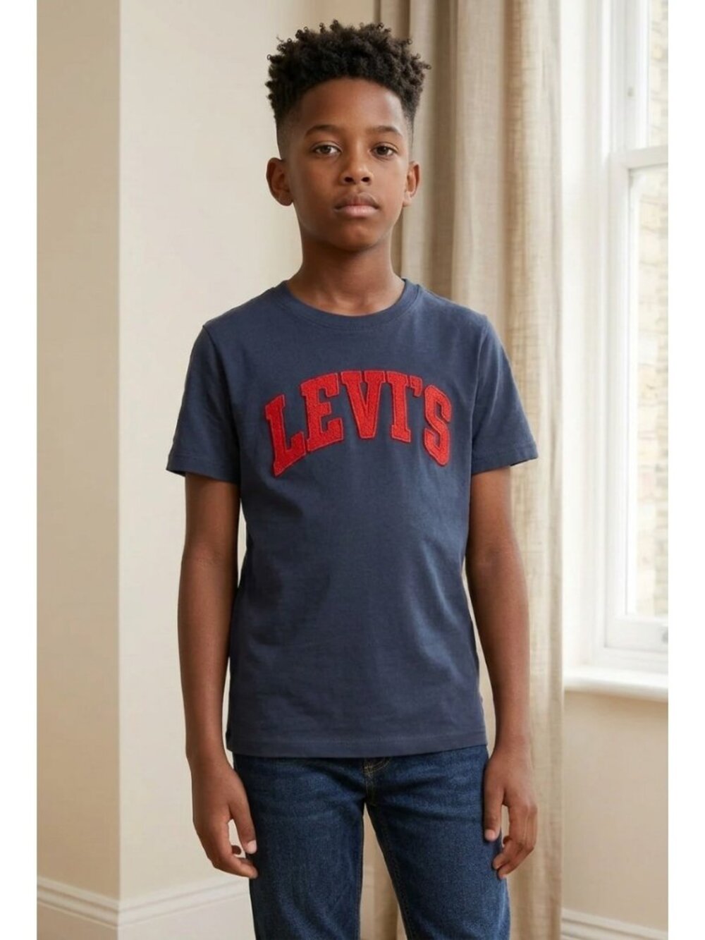 Levis Navy Blue Graphic T-Shirt with Red Logo